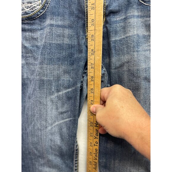 Cowgirl Tuff Womens Jeans Size 28x33 Raw Bottom Bootcut Medium Wash - Picture 11 of 14